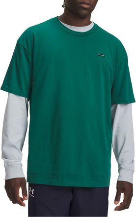 Under Armour Heavyweight Oversized Washed T-Shirt in Campus Ivy Green/black at Nordstrom, Size Xxx-Large
