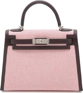 Hermès Rouge Sellier And Framboise Toile Quadrille and Swift Kelly II Sellier 28