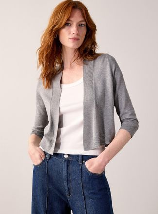 Contemporaine Womens 3/4-sleeve fine knit open Cardigan Sweater