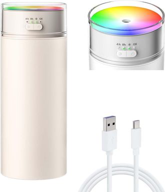 OEM Humidificador Port&aacute;til Peque&ntilde;o Para Dormitorio, 500 Ml, Doble Boquilla, Niebla Abundante, Luz Ambiental Brillante, Humidificador Port&aacute;til Para Coche, 