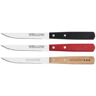 OEM Boite 20 Couteau Steak 11cm Classic Noir Rouge Hetre Nogent - 03619k