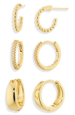 Argento Vivo Set of 3 Huggie Hoop Earrings in Gold at Nordstrom Rack