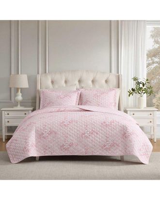 Laura Ashley Toile Delightful 100% Cotton Quilt Set