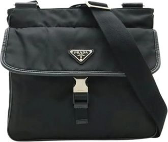 Prada Pre-owned Cross Body Bags, male, Black, Size: ONE SIZE Pre-owned Nylon Shoulder Bag