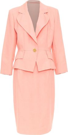 Christian Lacroix White Single Gold Button Skirt Suit