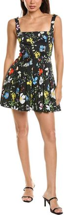Alice & Olivia Alice + Olivia Veda Square Neck Pleated Flared Mini Dress