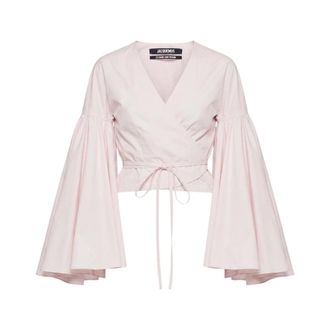 Jacquemus Blouses, female, Pink, Size: 2XS Cache-coeur Paysan Top