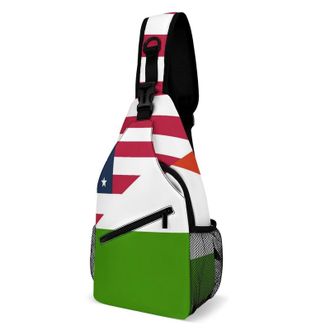Generic U.S. And Hungary Flag Unisex Shoulder Bags Casual Crossbody Chest Bag Sling Backpack for Hiking Cycling Travel