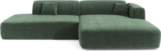 Sia Home Sof&aacute; esquinero derecho abierto terciopelo con motivos verde 5 plazas