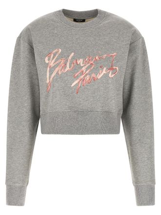 Balmain Gray Cotton Womens Sweatshirt