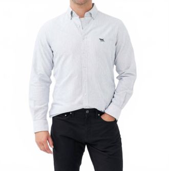 Rodd & Gunn Mens Gunn Oxford Stripe Long Sleeve Shirt In Granite