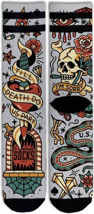 American Socks Mid High Sports Sokken for Men and Women, Crossfit Sokken, Padel Sokken, Running Sokken, Fiets-, Fiets-en Skate-sokken., Till Death Do Us Part, 36-41