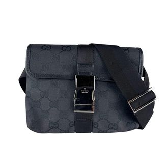 Gucci Black Gg Canvas Fanny Pack Sling Bag (Pre-Owned)