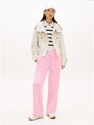 Tommy Hilfiger Womens Brushed-Back Wide Leg Sweatpant - Rose Petal - XL