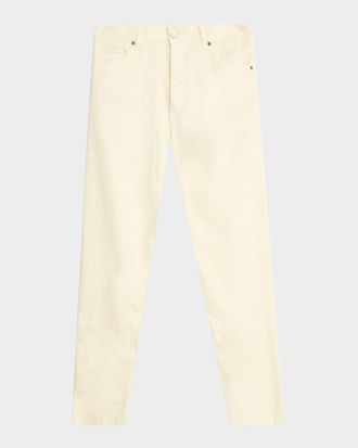 Ermenegildo Zegna Mens Light Yellow Solid Comfort Linen and Cotton 5-Pocket Jeans