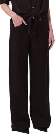Citizens Of Humanity Brynn Drawstring Waist Wide Leg Linen Pants in Chocolate at Nordstrom, Size 28