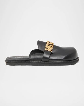 Moschino Logo Faux-Leather Mules