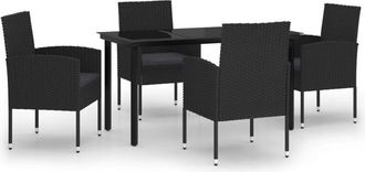 vidaXL Juego De Comedor Para Jard&iacute;n 5 Piezas Negro Vidaxl