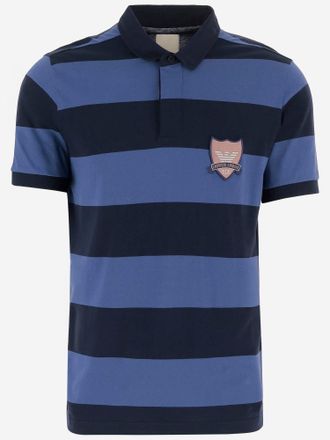 Emporio Armani Striped Cotton Polo Shirt With Logo