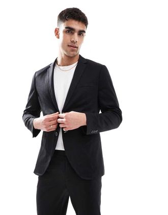 Jack & Jones slim fit jersey suit jacket in black