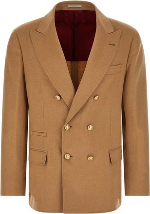 Brunello Cucinelli Light Brown Peaked Lapel Blazer