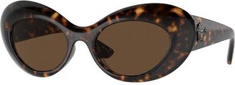 Versace Oval Full Rim, With A Havana Frame And Dark Brown Lens