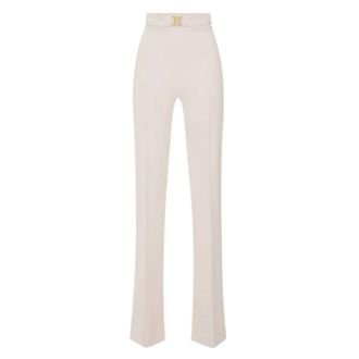 Elisabetta Franchi Dames, Broeken, Beige, Maat: XL Poliester