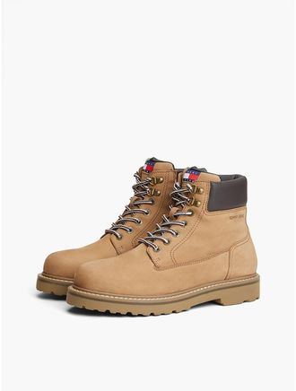 Tommy Hilfiger Mens Tommy Jeans Archive Leather Outdoor Boot - Warm Khaki - US 11.5 / EU 45