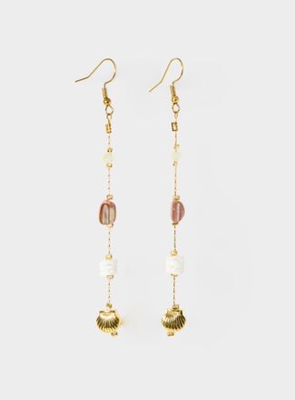 Simons Womens Ocean stone long post earrings