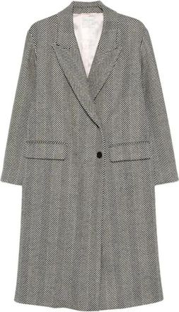 Forte_Forte Single-Breasted Coats, female, Gray, Size: M Herringbone Double-Breasted Coat Grey