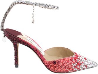 Jimmy Choo London Womens Saeda 85mm Silver/Red Pump Heels, Brand Size 34.5 ( US Size 4.5 )