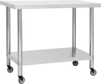 vidaXL Vidaxl - Mesa De Trabajo Para Cocina Con Ruedas Acero Inox 100x45x85 Cm