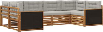 vidaXL Conjunto De Sof&aacute;s De Exterior 6 Uds. Natural Y Gris Claro Vidaxl