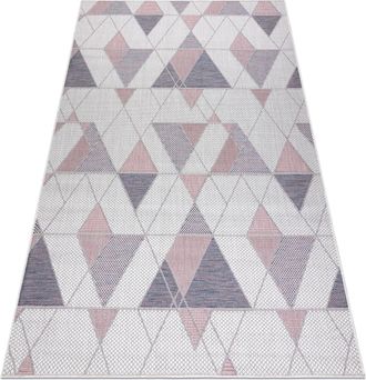 RugsX Rugsx - Alfombra Sisal Sion Geom&eacute;trico, Triangulos 3006 Tejido Plano Ecru / Rosado Multicolour 160x220 Cm