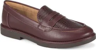 BareTraps Calli Croc Embossed Faux Leather Loafer in Bloodstone at Nordstrom, Size 6.5