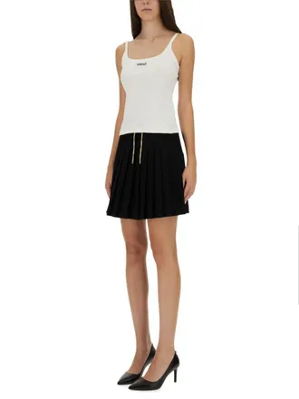 Versace Logo-Embroidered Cotton Top - White