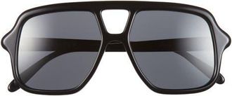 Loewe Slim Rectangular Sunglasses in Shiny Black /Smoke at Nordstrom