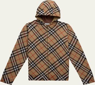 Burberry Boys Jimmy Check-Print Hoodie, Size 3-14