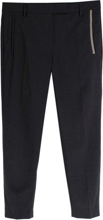 Brunello Cucinelli Charcoal Grey Trousers with Signature Embellishment Size S