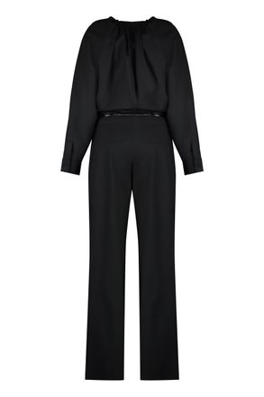 Gucci Womens Wool Jumpsuit With Bow Fastening Black Jumpsuits Dress