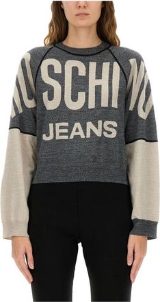 Moschino Rondgebreide Kleding - Dames - Ronde hals truien - Grijs - S - Truien & Vesten