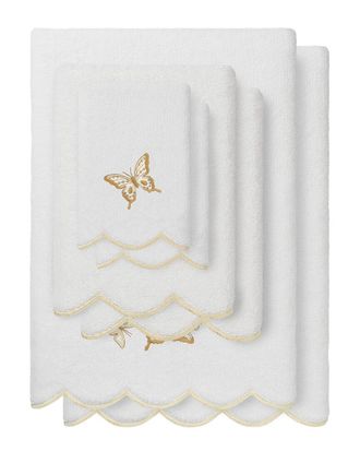 Linum Home Textiles 100% Turkish Cotton Britney Scallop 6Pc Embellished Towel Set