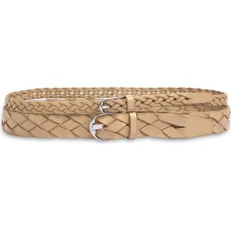 Nordstrom Double Braid Leather Belt in Tan Shore at Nordstrom, Size X-Small