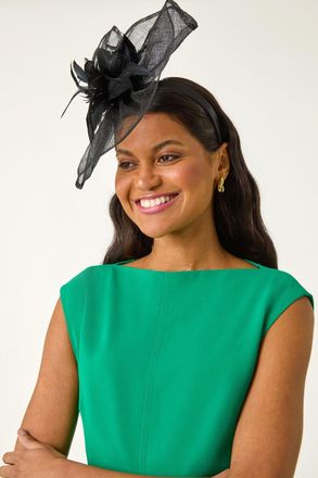 Roman Floral Feather Veil Disc Fascinator