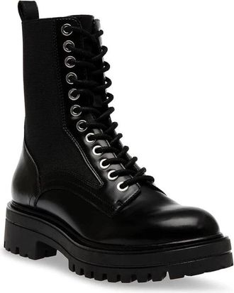 Steve Madden Womens Steve Madden Kenny Boots Black Leather Block Heel Ankle RHS6709