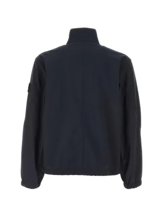 Stone Island Logo-Patch Zip-Up Jacket - Navy