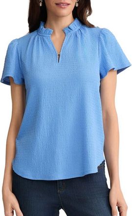 Jones New York Crinkle Flutter Sleeve Top in Blue Horizon at Nordstrom, Size X-Small