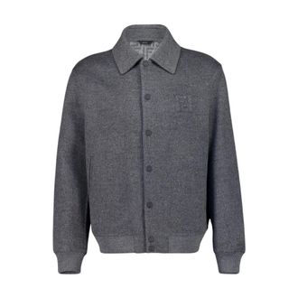 Fendi Jassen, Heren, Grijs, L, Wol, Wollen Blouson Jas