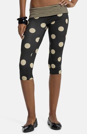 Jaded London Mixed Print Foldover Waist Capri Pants in Black at Nordstrom, Size 10