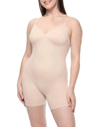 TC Fine Intimates Dress Rehearsal Low-Back Mid-Thigh Shaping Bodysuit In Beige